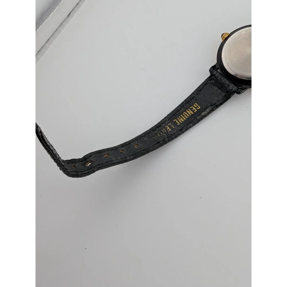 Vintage Tali Watch Women 25mm Case‎ Black Leather Band- New Battery